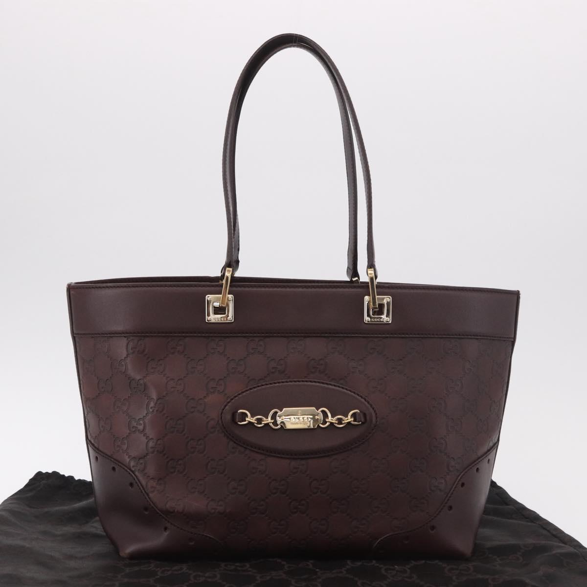 GUCCI GG Canvas Guccissima Tote Bag Leather Brown Gold 145993 Auth 191338V