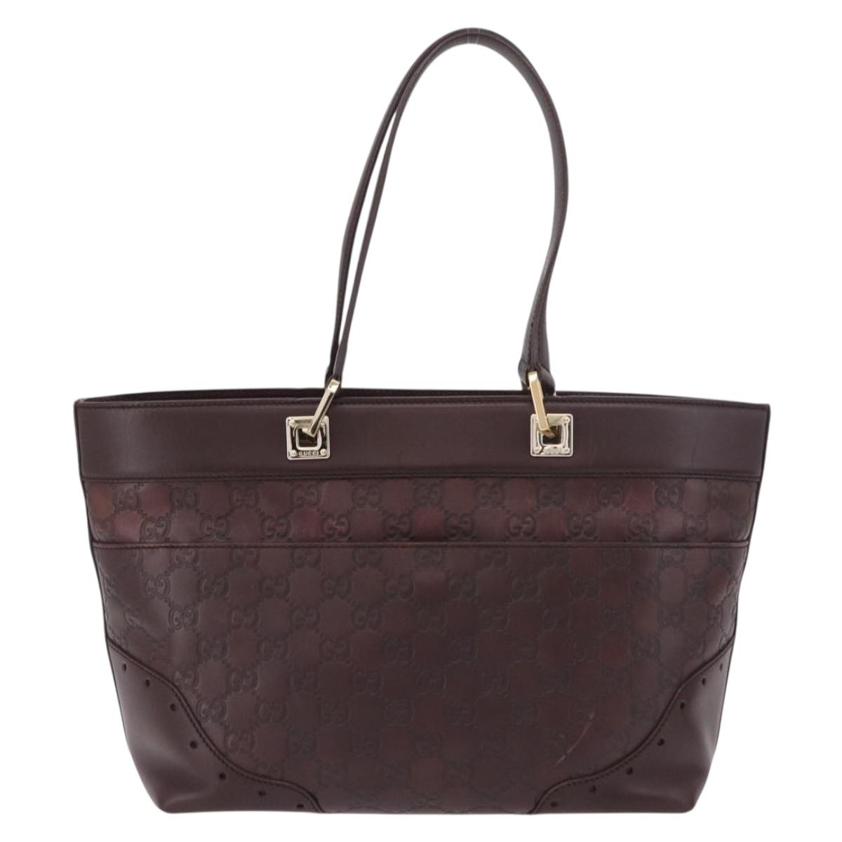 GUCCI GG Canvas Guccissima Tote Bag Leather Brown Gold 145993 Auth 191338V