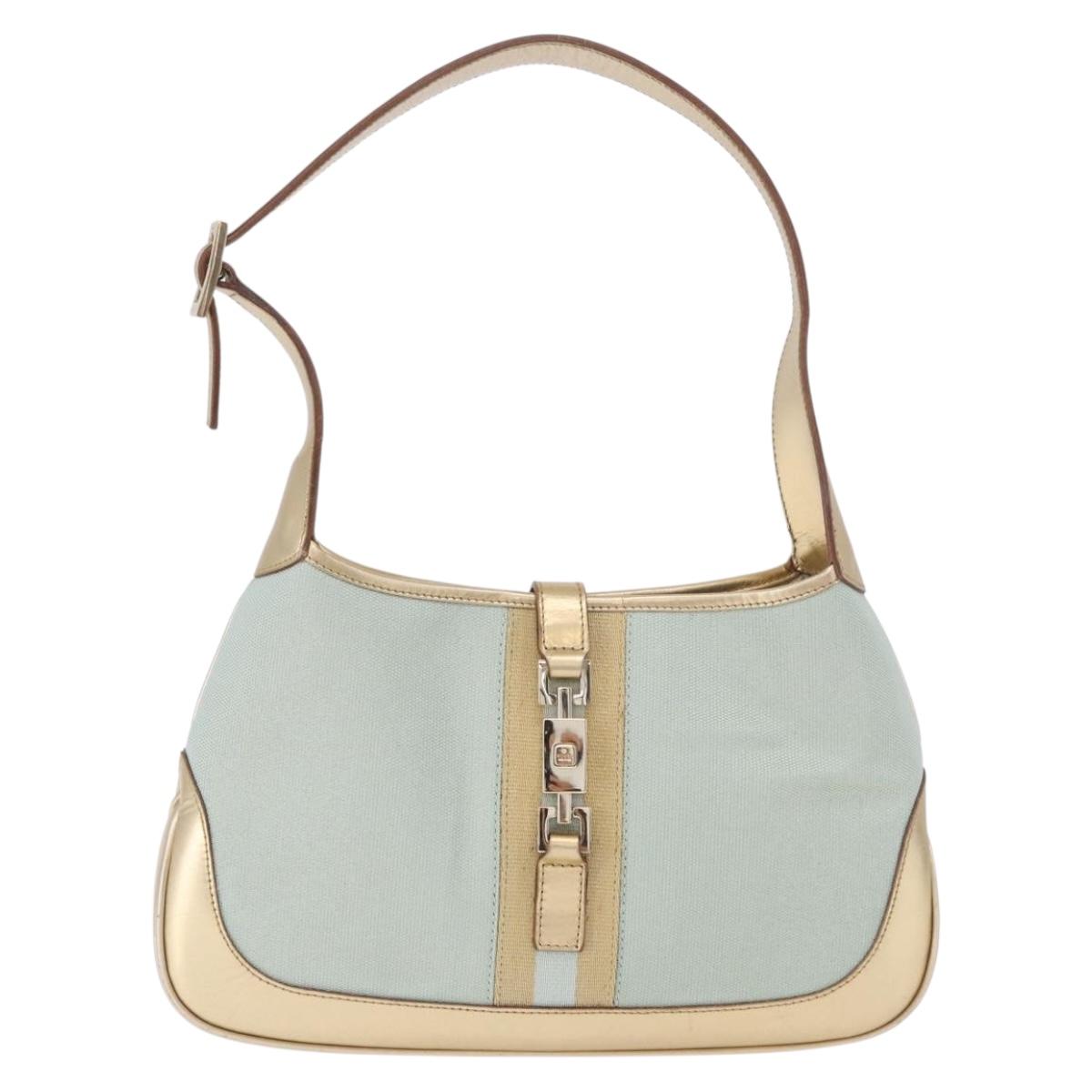 GUCCI Jackie Shoulder Bag Canvas Green Gold 001 3735 Auth 191343V