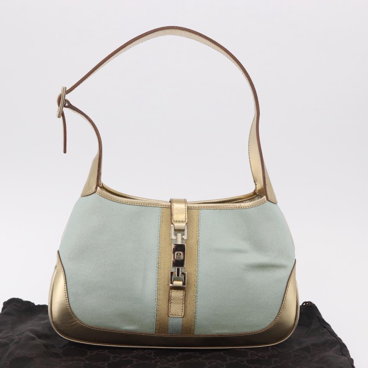 GUCCI Jackie Shoulder Bag Canvas Green Gold 001 3735 Auth 191343V