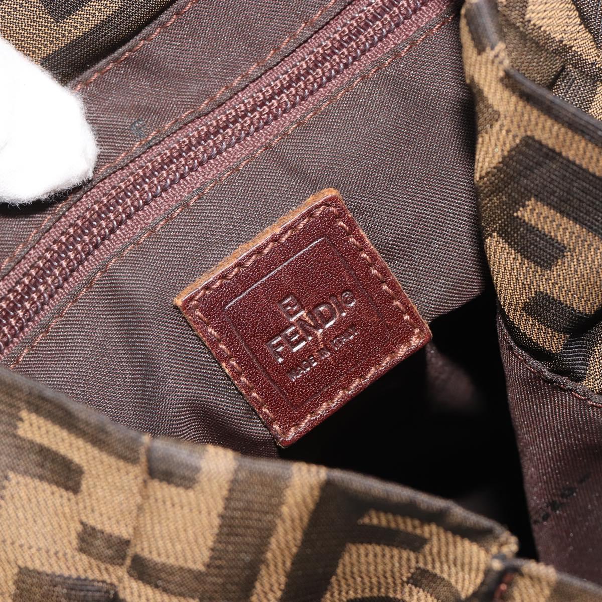 FENDI Zucca Canvas Tote Bag Brown Black Auth 191346
