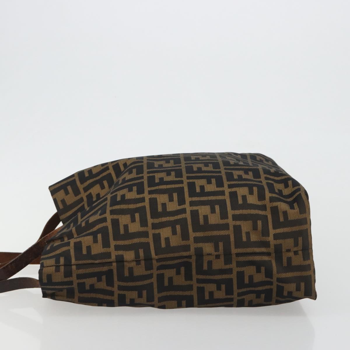 FENDI Zucca Canvas Tote Bag Brown Black Auth 191346