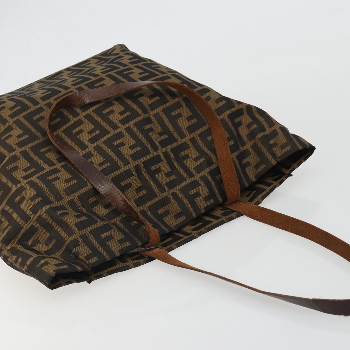 FENDI Zucca Canvas Tote Bag Brown Black Auth 191346