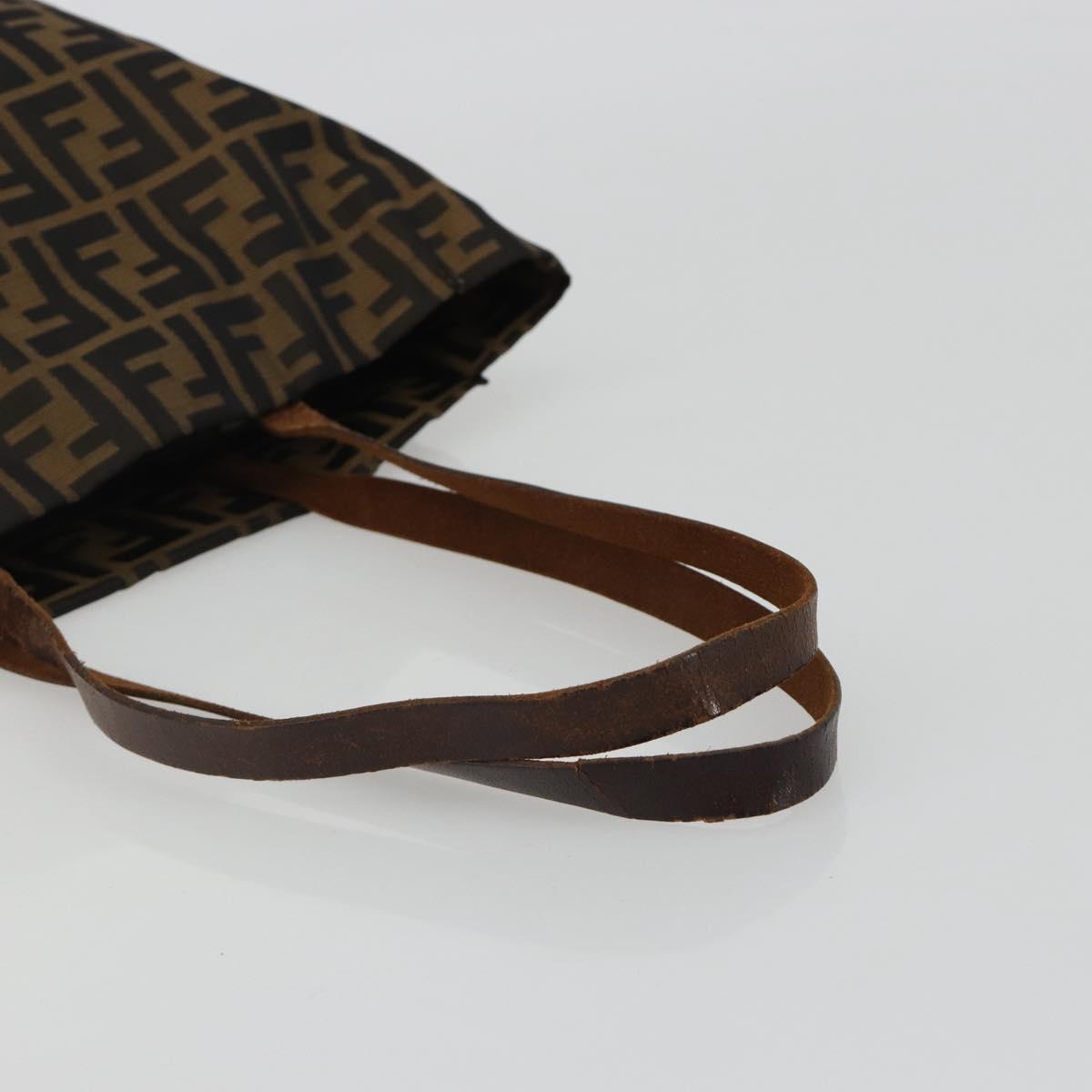 FENDI Zucca Canvas Tote Bag Brown Black Auth 191346
