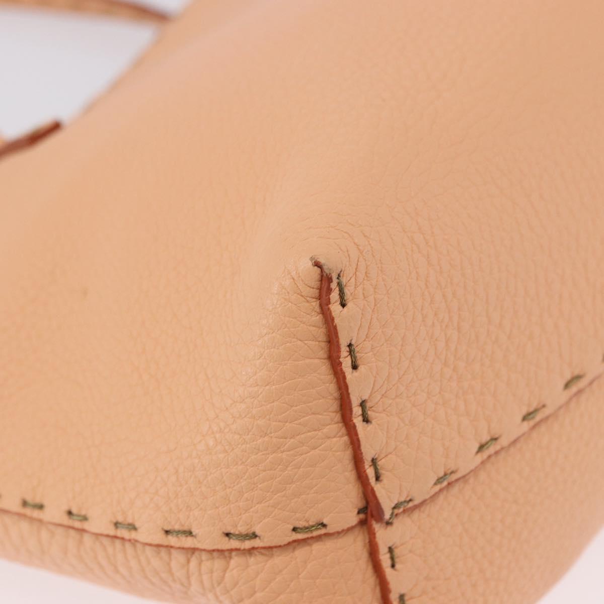 FENDI Celeria Hand Bag Leather With Pouch Orange Gold Auth 191347V