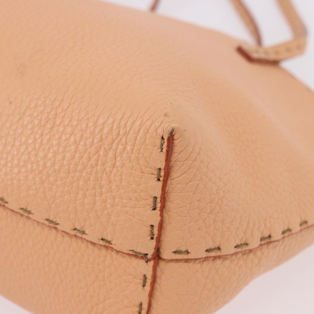 FENDI Celeria Hand Bag Leather With Pouch Orange Gold Auth 191347V