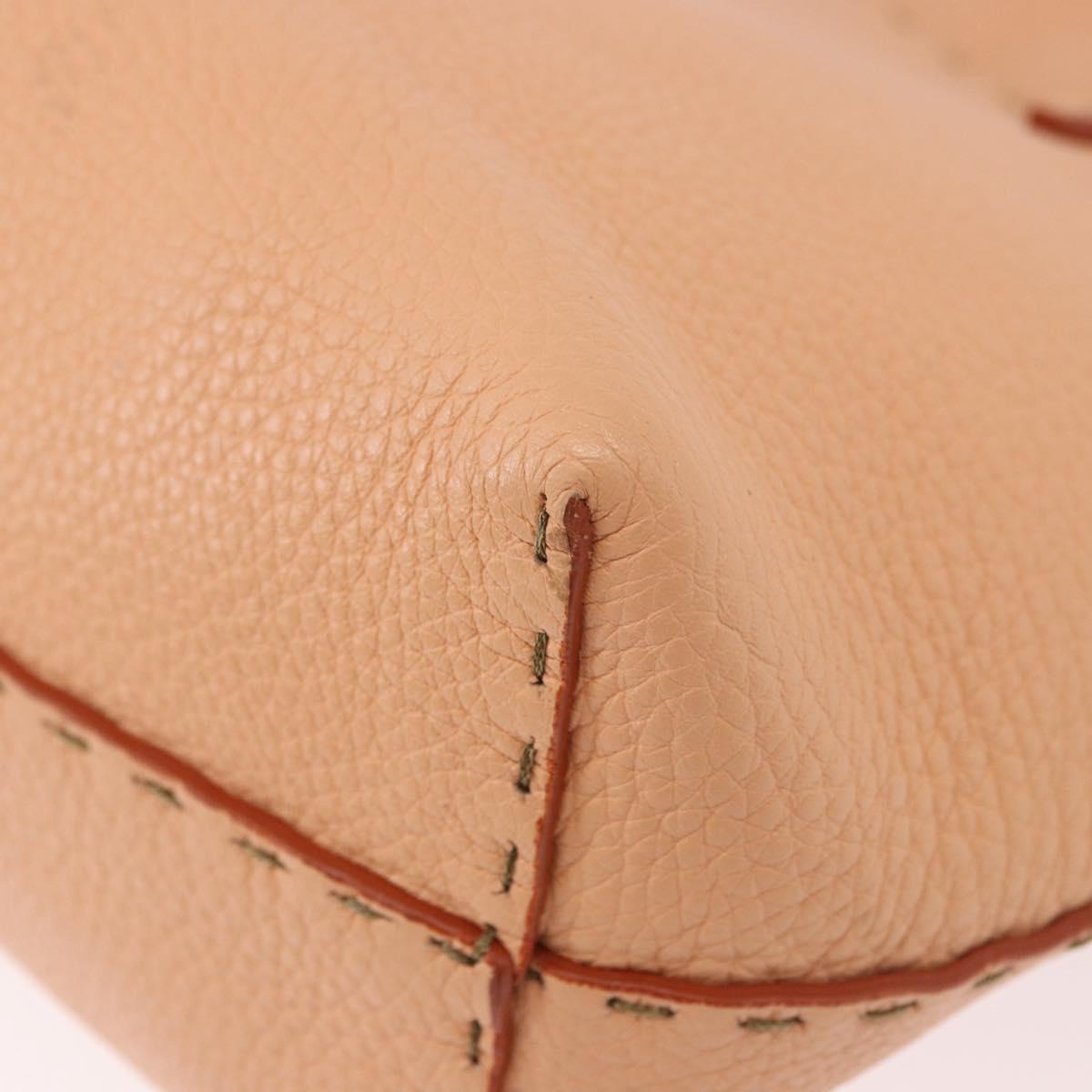 FENDI Celeria Hand Bag Leather With Pouch Orange Gold Auth 191347V