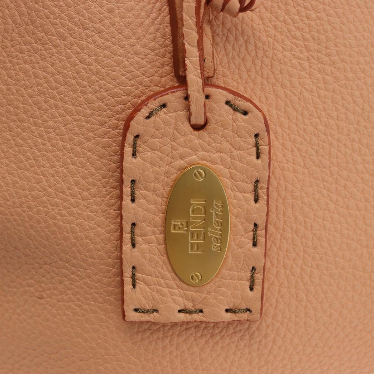 FENDI Celeria Hand Bag Leather With Pouch Orange Gold Auth 191347V