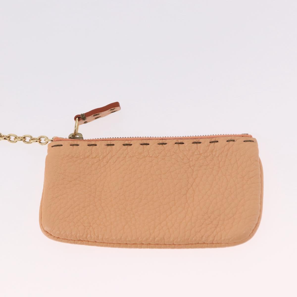 FENDI Celeria Hand Bag Leather With Pouch Orange Gold Auth 191347V