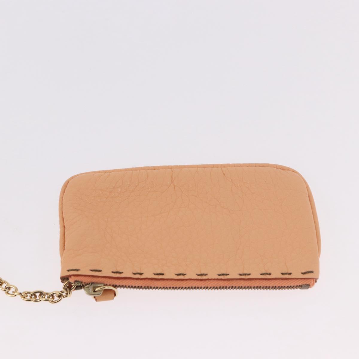 FENDI Celeria Hand Bag Leather With Pouch Orange Gold Auth 191347V