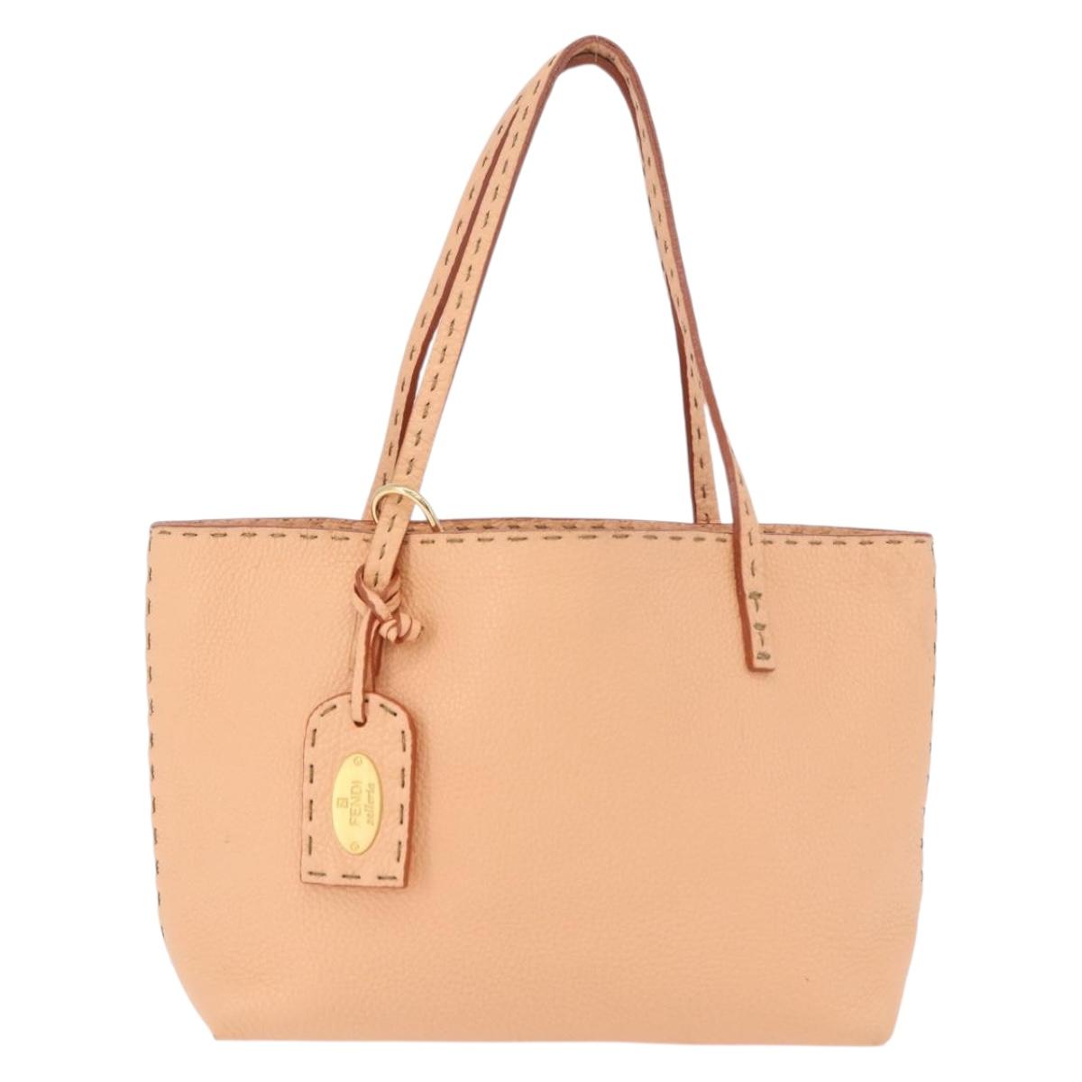 FENDI Celeria Hand Bag Leather With Pouch Orange Gold Auth 191347V