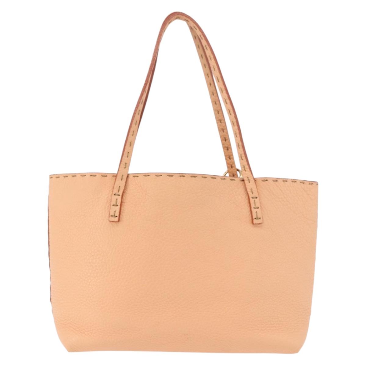 FENDI Celeria Hand Bag Leather With Pouch Orange Gold Auth 191347V