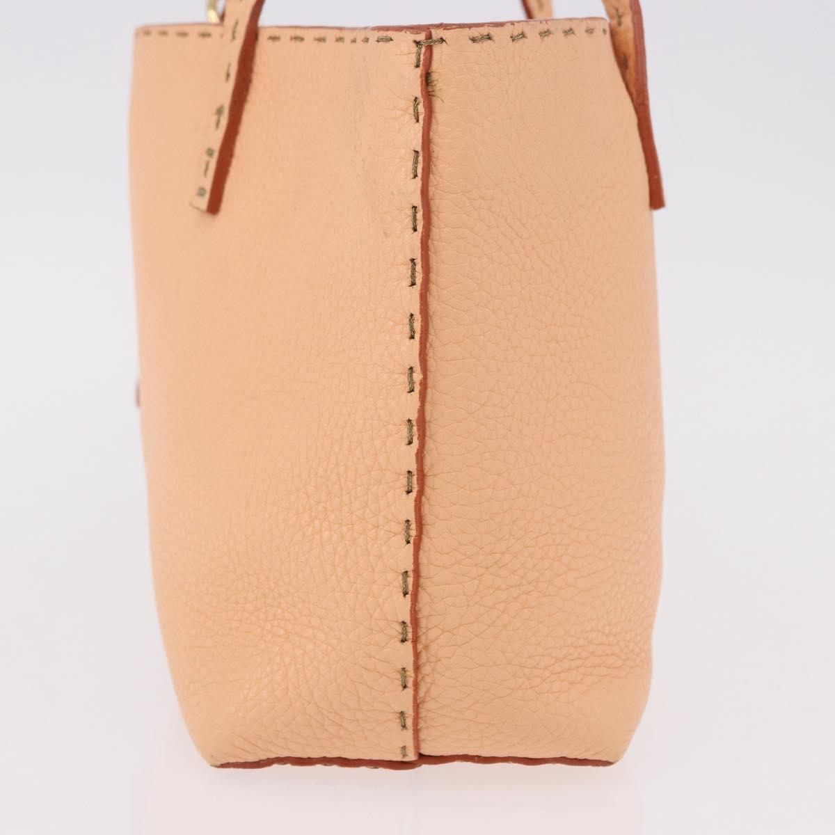 FENDI Celeria Hand Bag Leather With Pouch Orange Gold Auth 191347V