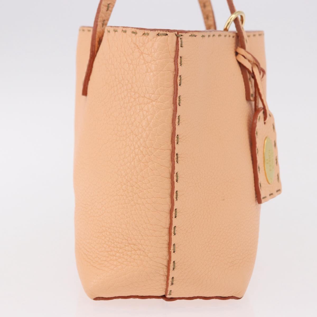 FENDI Celeria Hand Bag Leather With Pouch Orange Gold Auth 191347V
