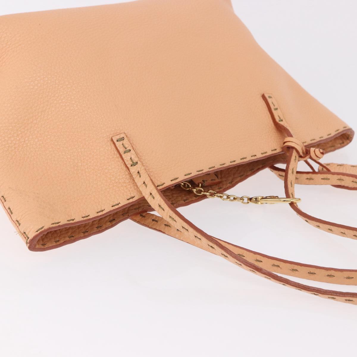 FENDI Celeria Hand Bag Leather With Pouch Orange Gold Auth 191347V