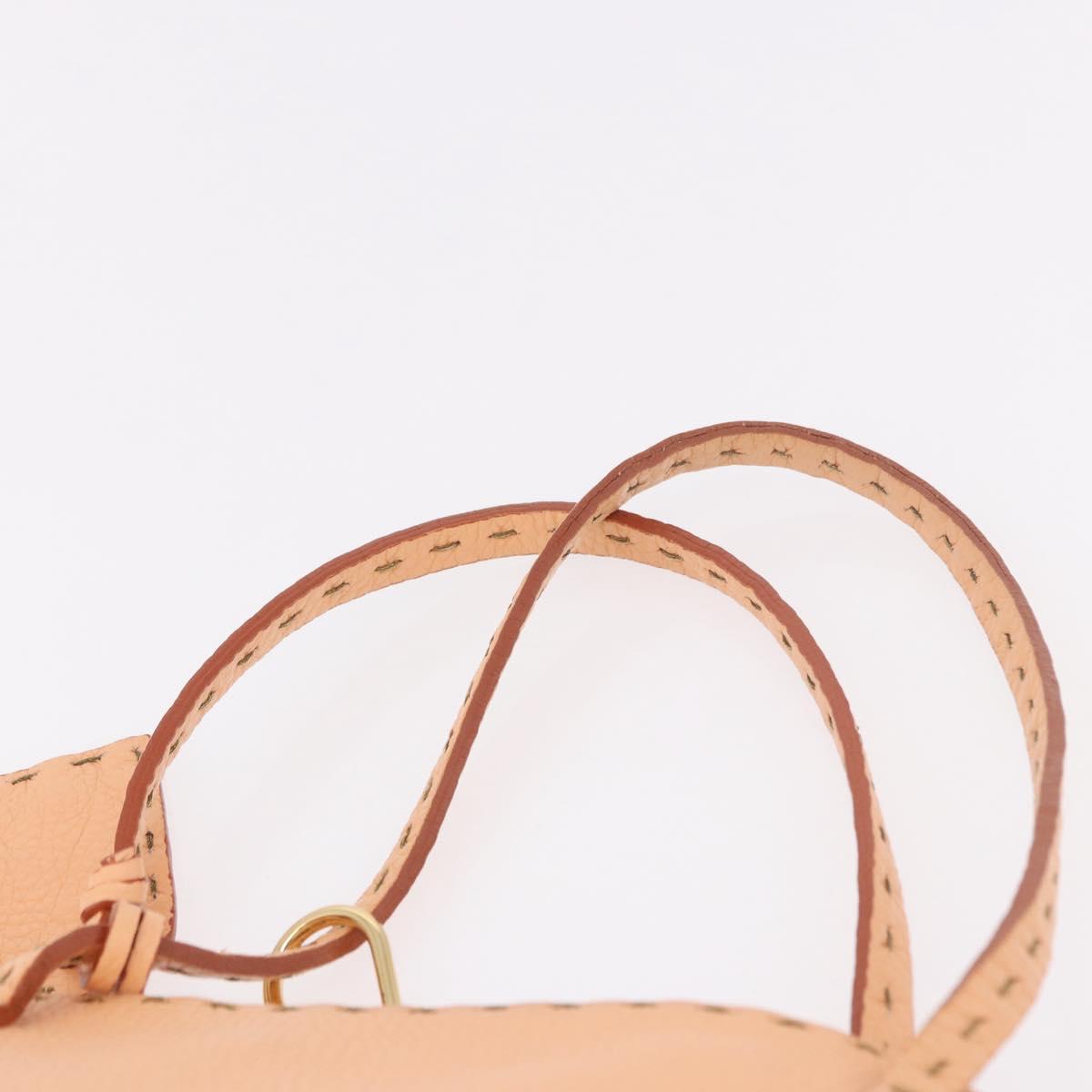 FENDI Celeria Hand Bag Leather With Pouch Orange Gold Auth 191347V