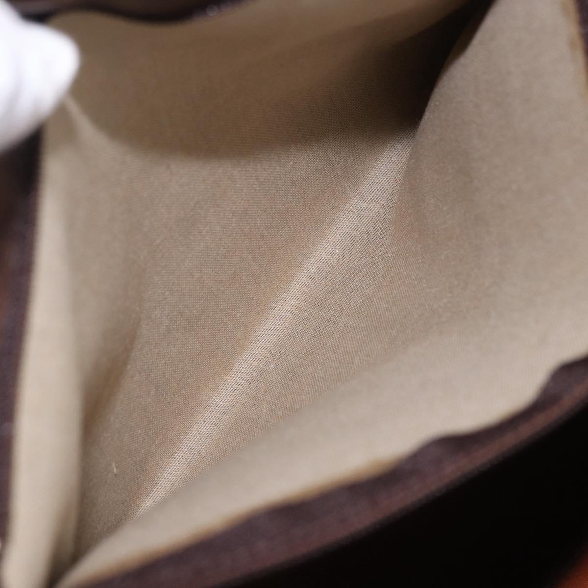 CELINE Macadam Canvas Boston Bag PVC Leather Brown Gold Auth 191352A