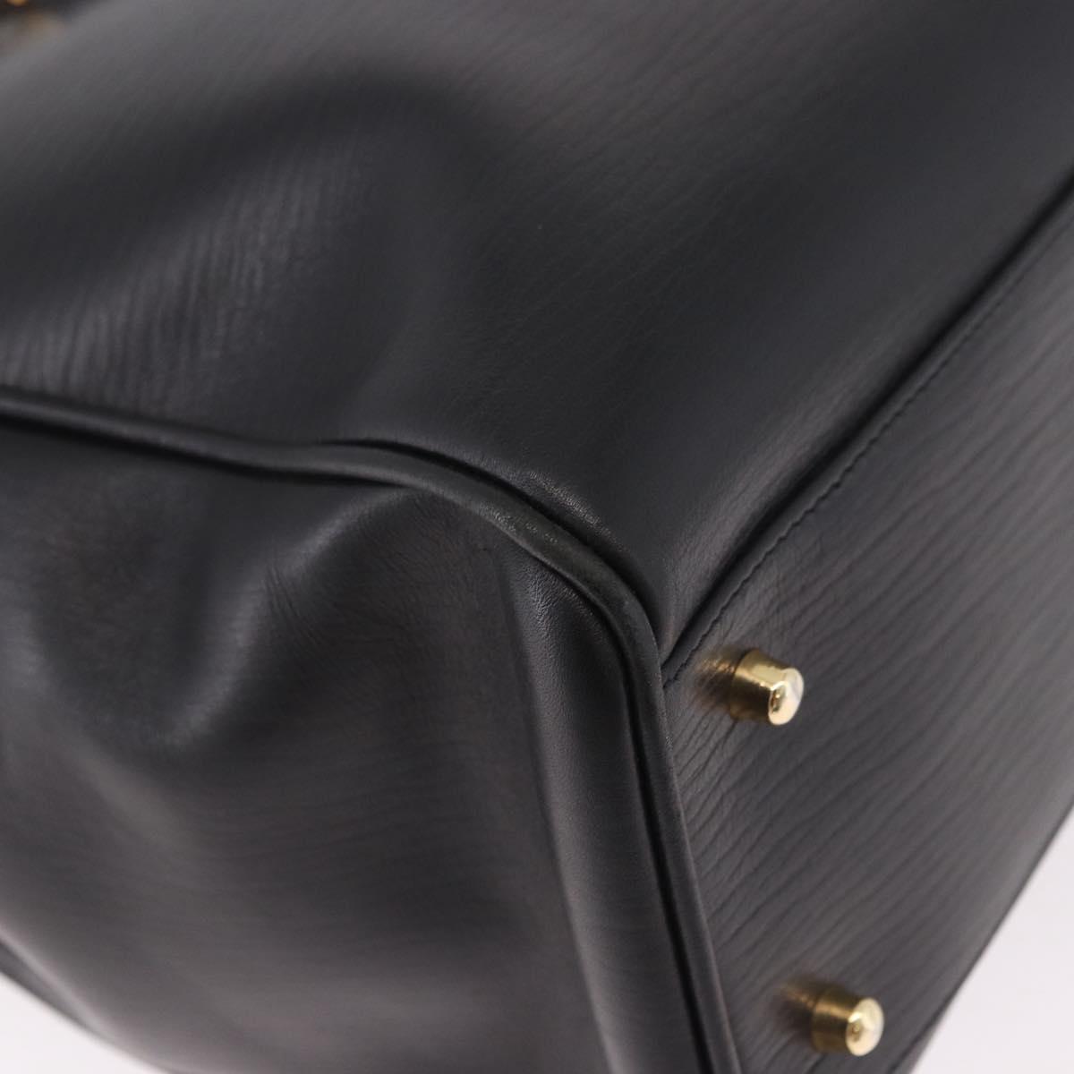 CELINE Hand Bag Leather Black Gold Auth 191353A