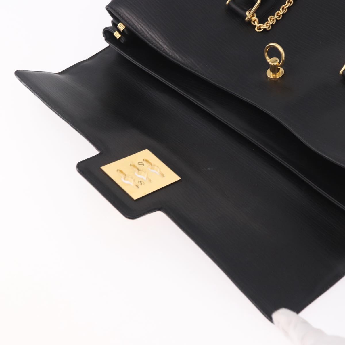 CELINE Hand Bag Leather Black Gold Auth 191353A