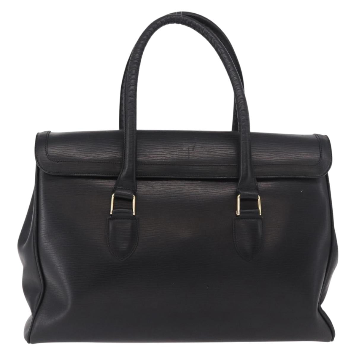 CELINE Hand Bag Leather Black Gold Auth 191353A