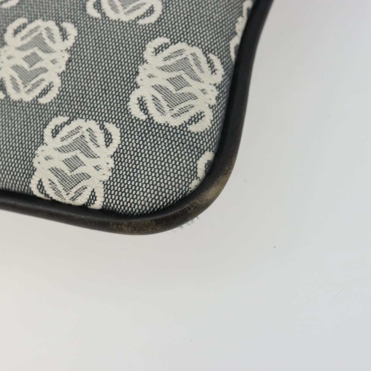 LOEWE Shoulder Bag Canvas Gray Silver Auth 191354