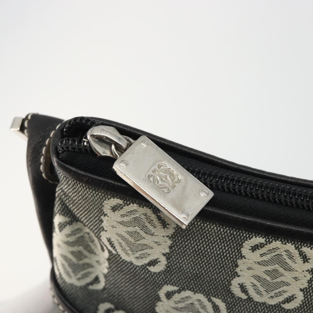 LOEWE Shoulder Bag Canvas Gray Silver Auth 191354