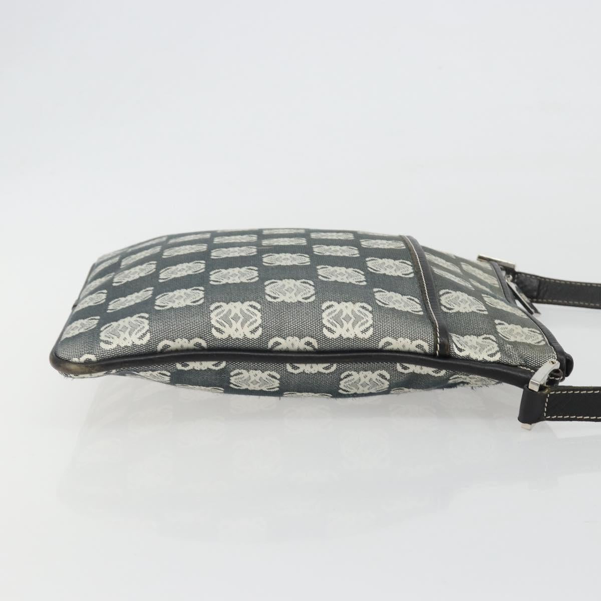 LOEWE Shoulder Bag Canvas Gray Silver Auth 191354