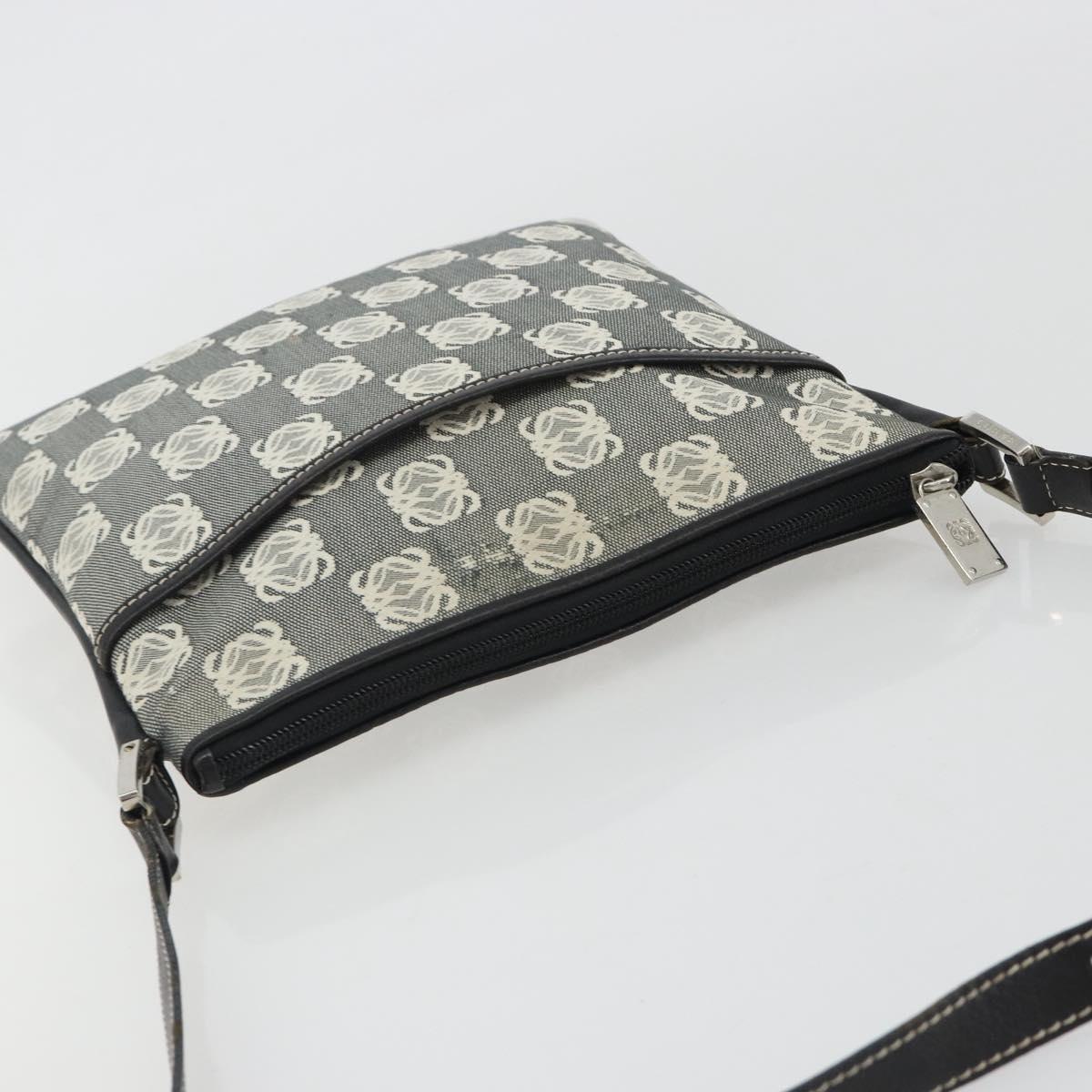LOEWE Shoulder Bag Canvas Gray Silver Auth 191354