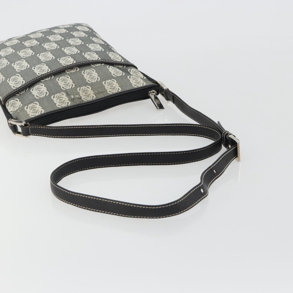 LOEWE Shoulder Bag Canvas Gray Silver Auth 191354