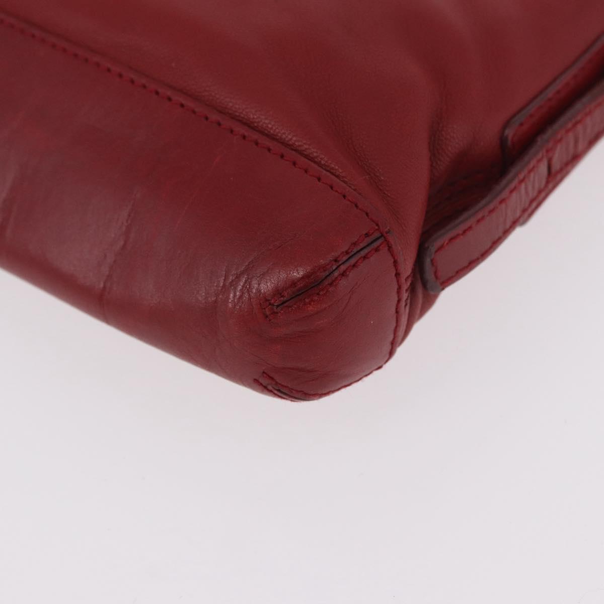 LOEWE Accessory Pouch Leather Red Silver Auth 191357