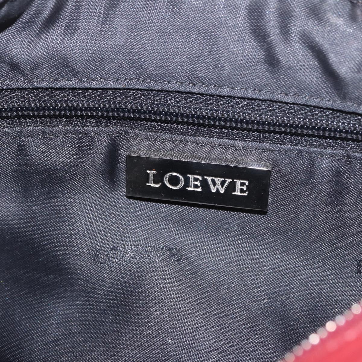 LOEWE Accessory Pouch Leather Red Silver Auth 191357