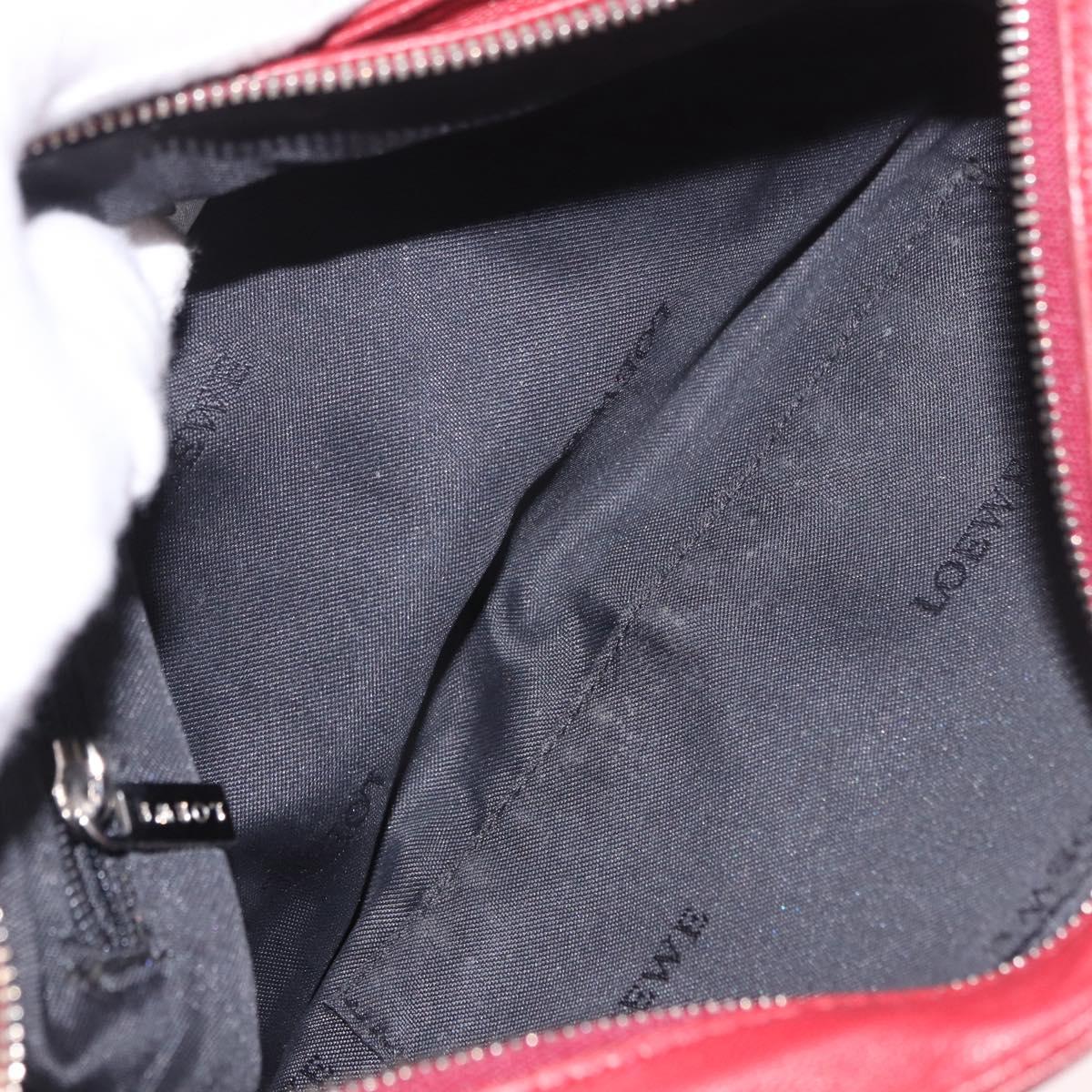 LOEWE Accessory Pouch Leather Red Silver Auth 191357
