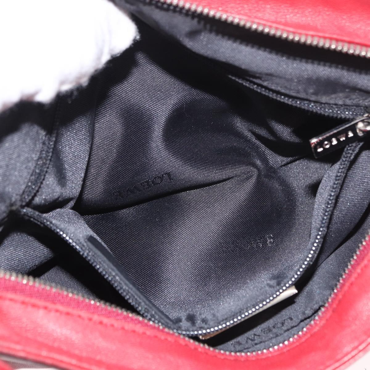 LOEWE Accessory Pouch Leather Red Silver Auth 191357