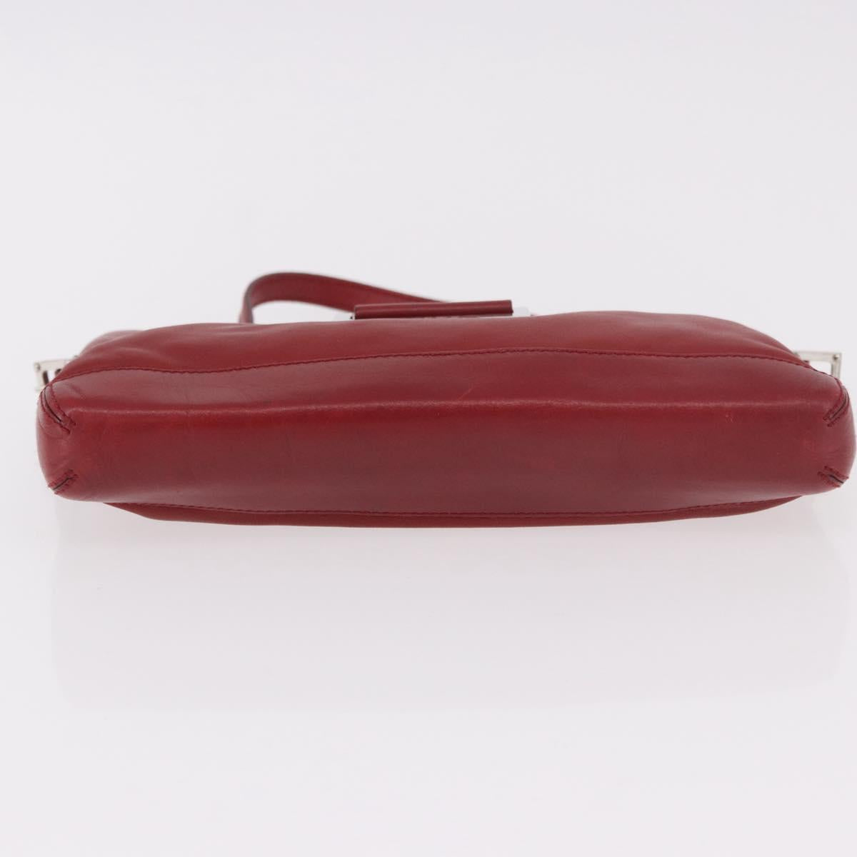 LOEWE Accessory Pouch Leather Red Silver Auth 191357