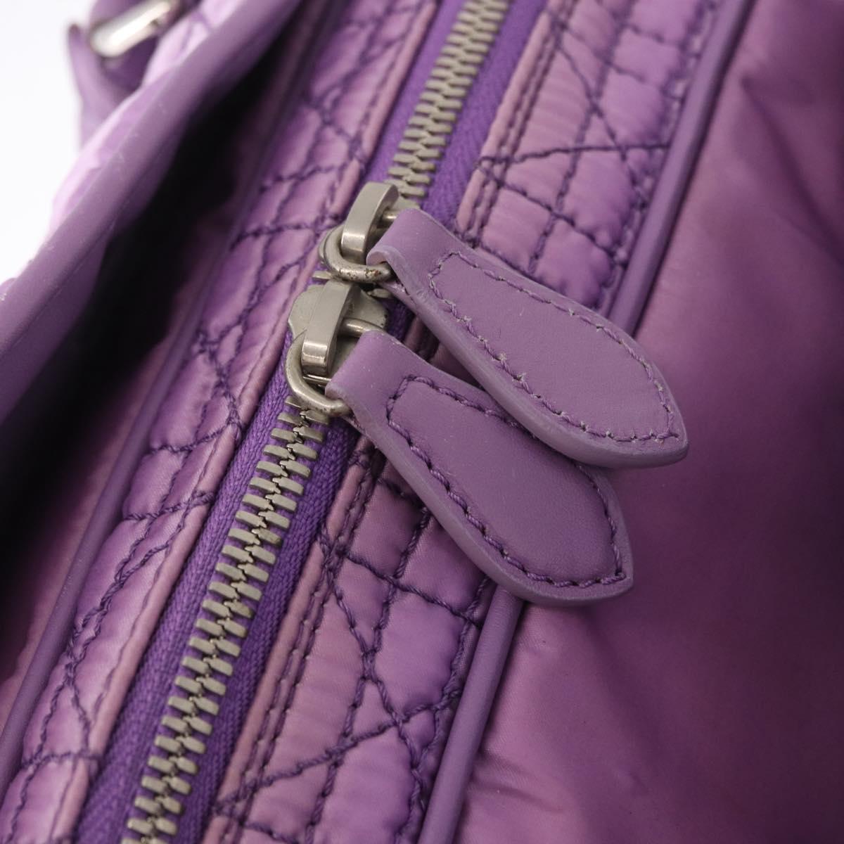 Christian Dior Canage Hand Bag Nylon Purple Silver Auth 191360