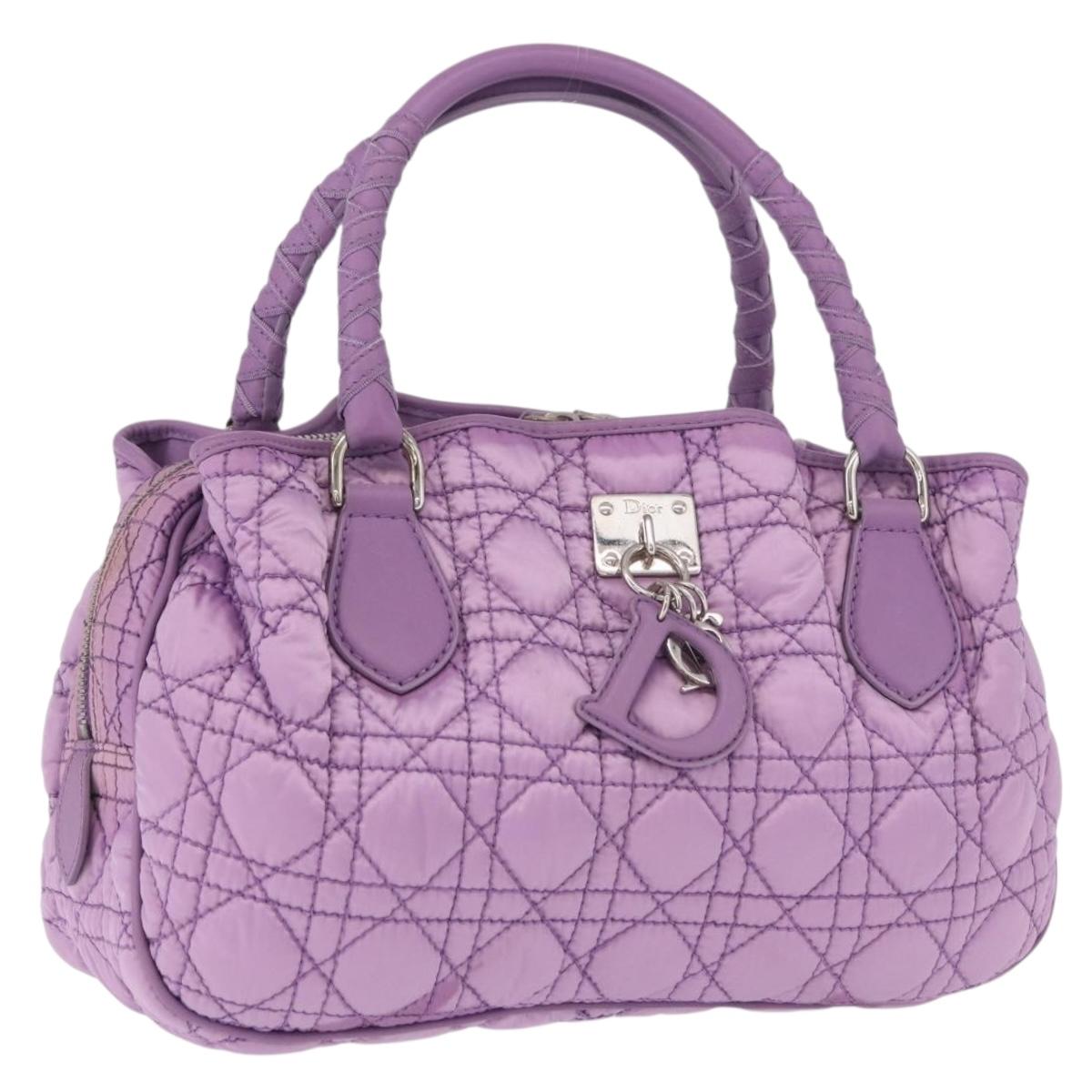 Christian Dior Canage Hand Bag Nylon Purple Silver Auth 191360
