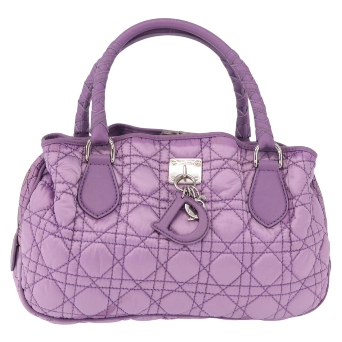 Christian Dior Canage Hand Bag Nylon Purple Silver Auth 191360