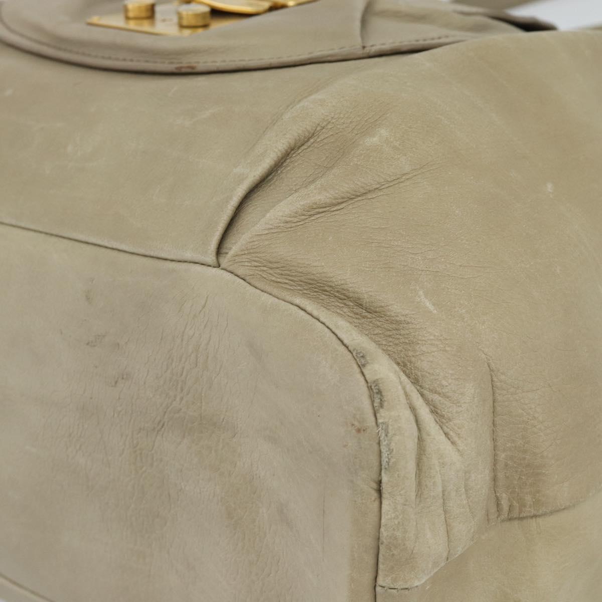 Miu Miu Tote Bag Leather 2way Beige Gold Auth 191362