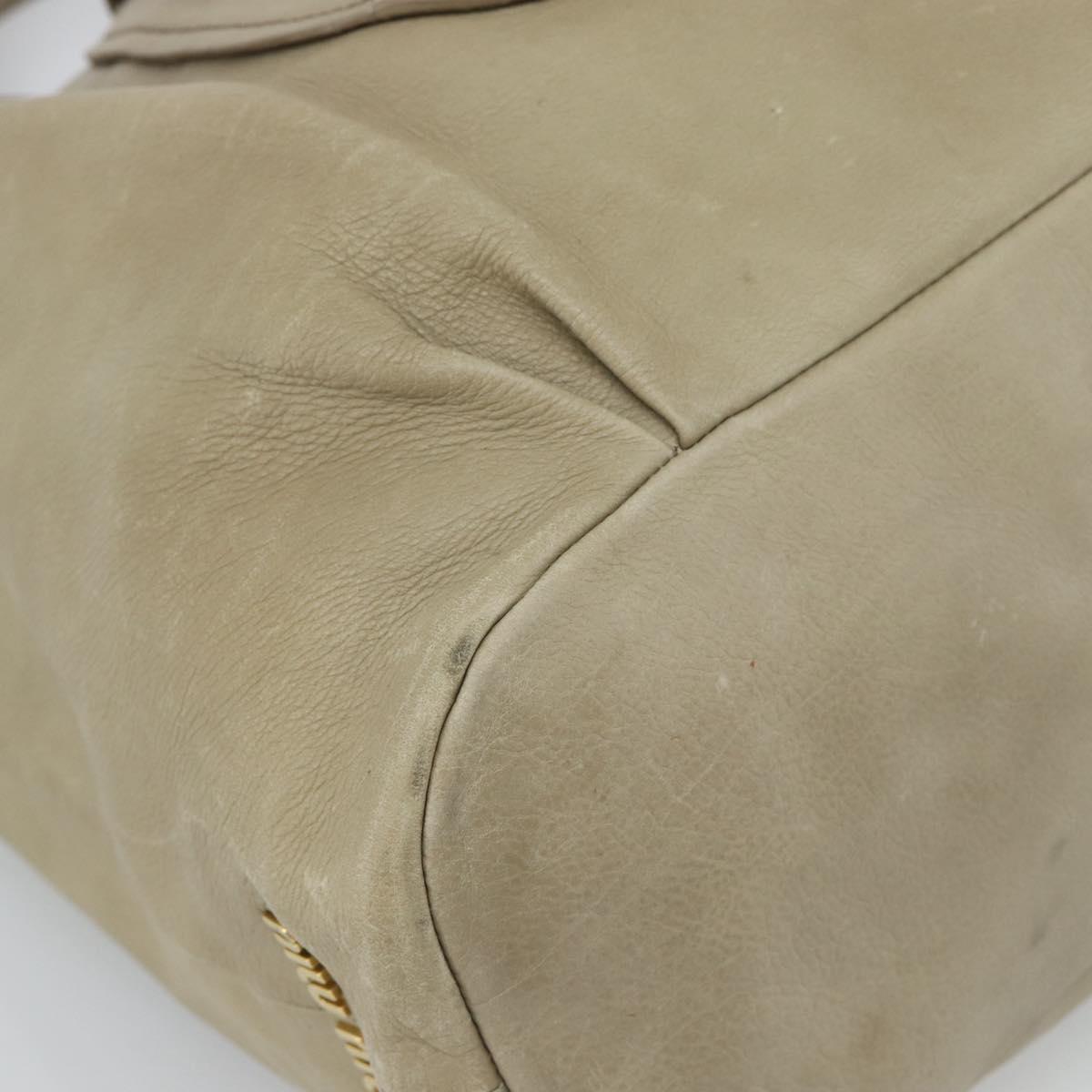 Miu Miu Tote Bag Leather 2way Beige Gold Auth 191362