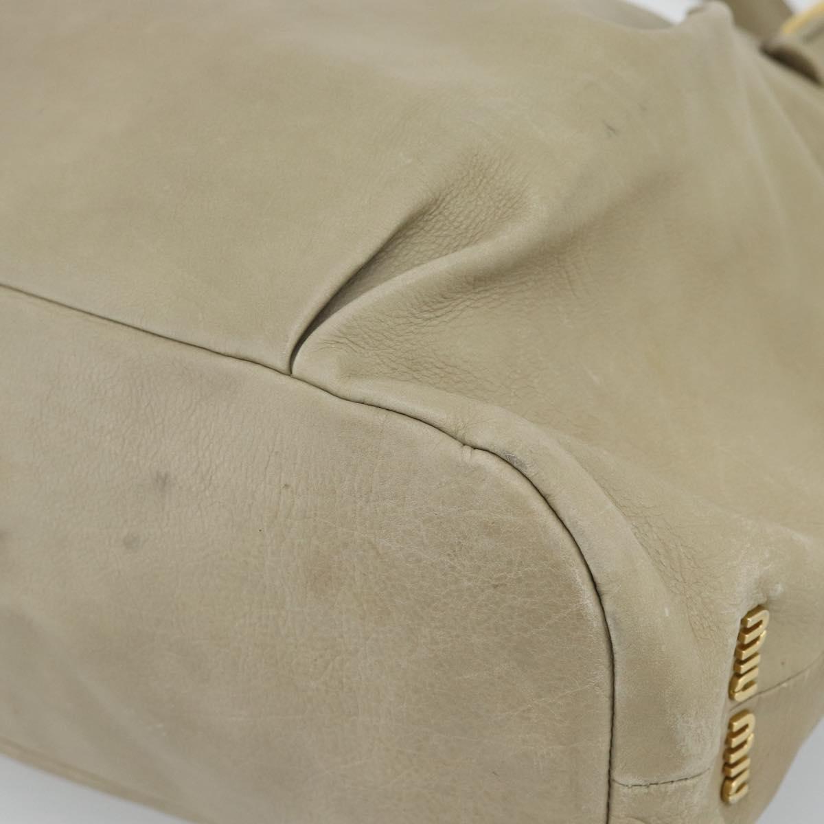 Miu Miu Tote Bag Leather 2way Beige Gold Auth 191362