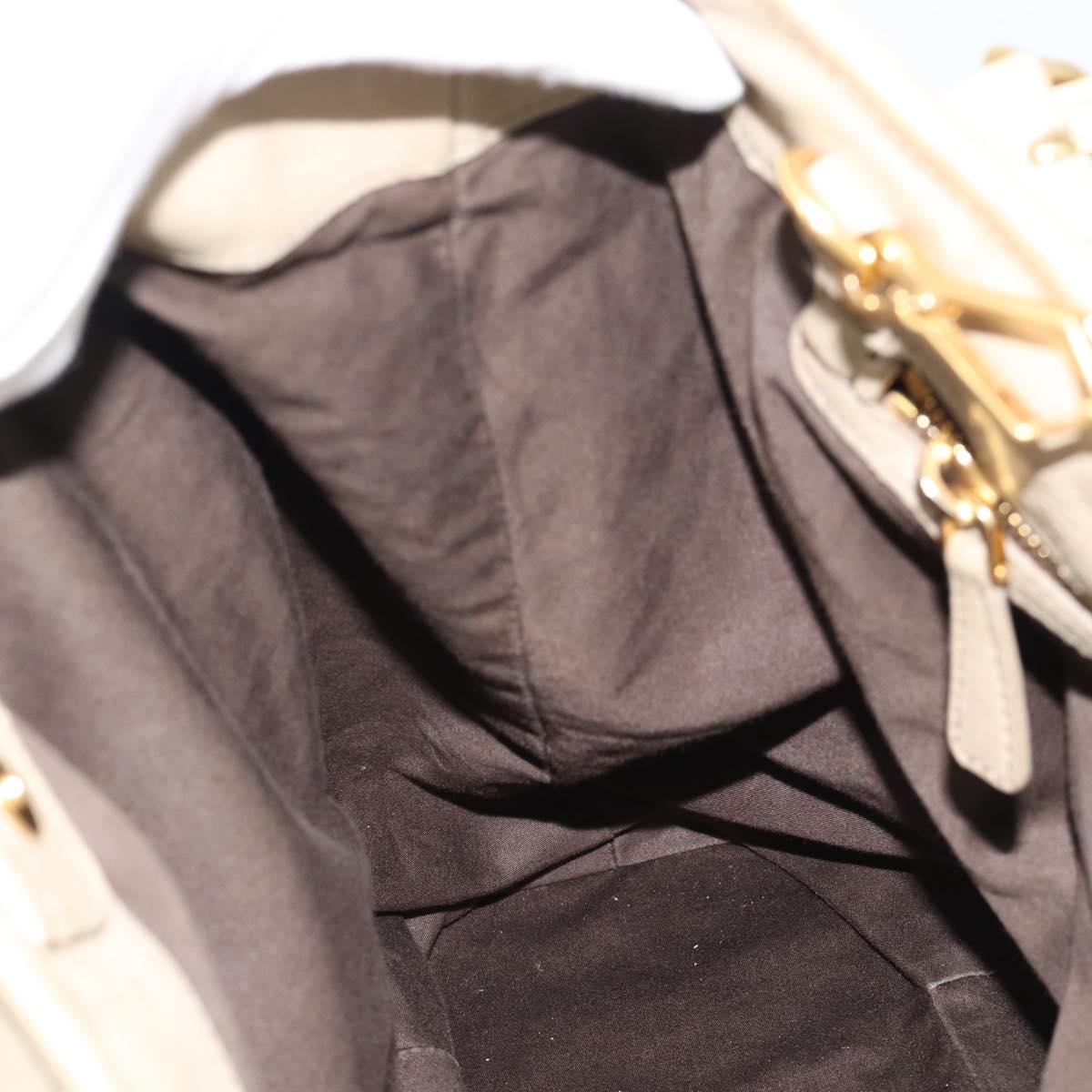 Miu Miu Tote Bag Leather 2way Beige Gold Auth 191362