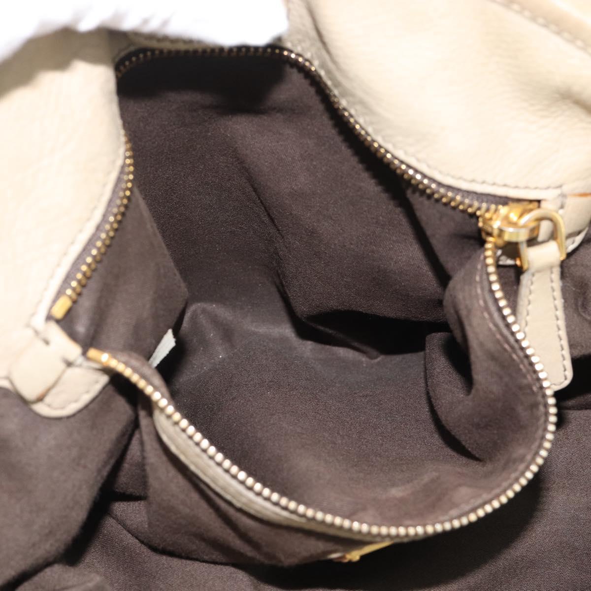 Miu Miu Tote Bag Leather 2way Beige Gold Auth 191362