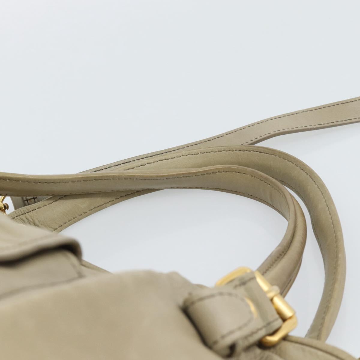 Miu Miu Tote Bag Leather 2way Beige Gold Auth 191362