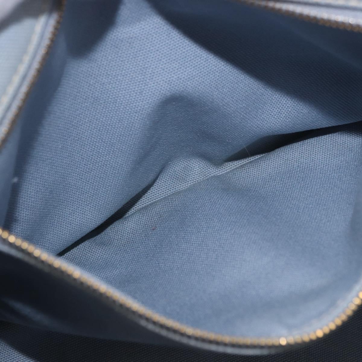 PRADA Canapa MM Hand Bag Canvas Light Blue Gold Auth 191363