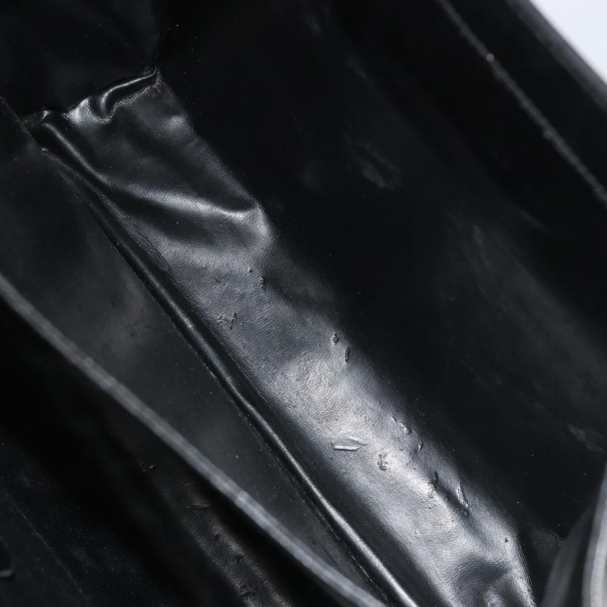 Salvatore Ferragamo Gancini Hand Bag Leather Black Gold Auth 191365