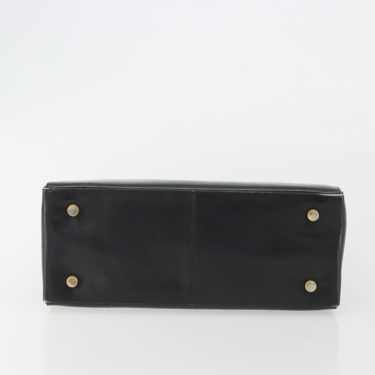 Salvatore Ferragamo Gancini Hand Bag Leather Black Gold Auth 191365