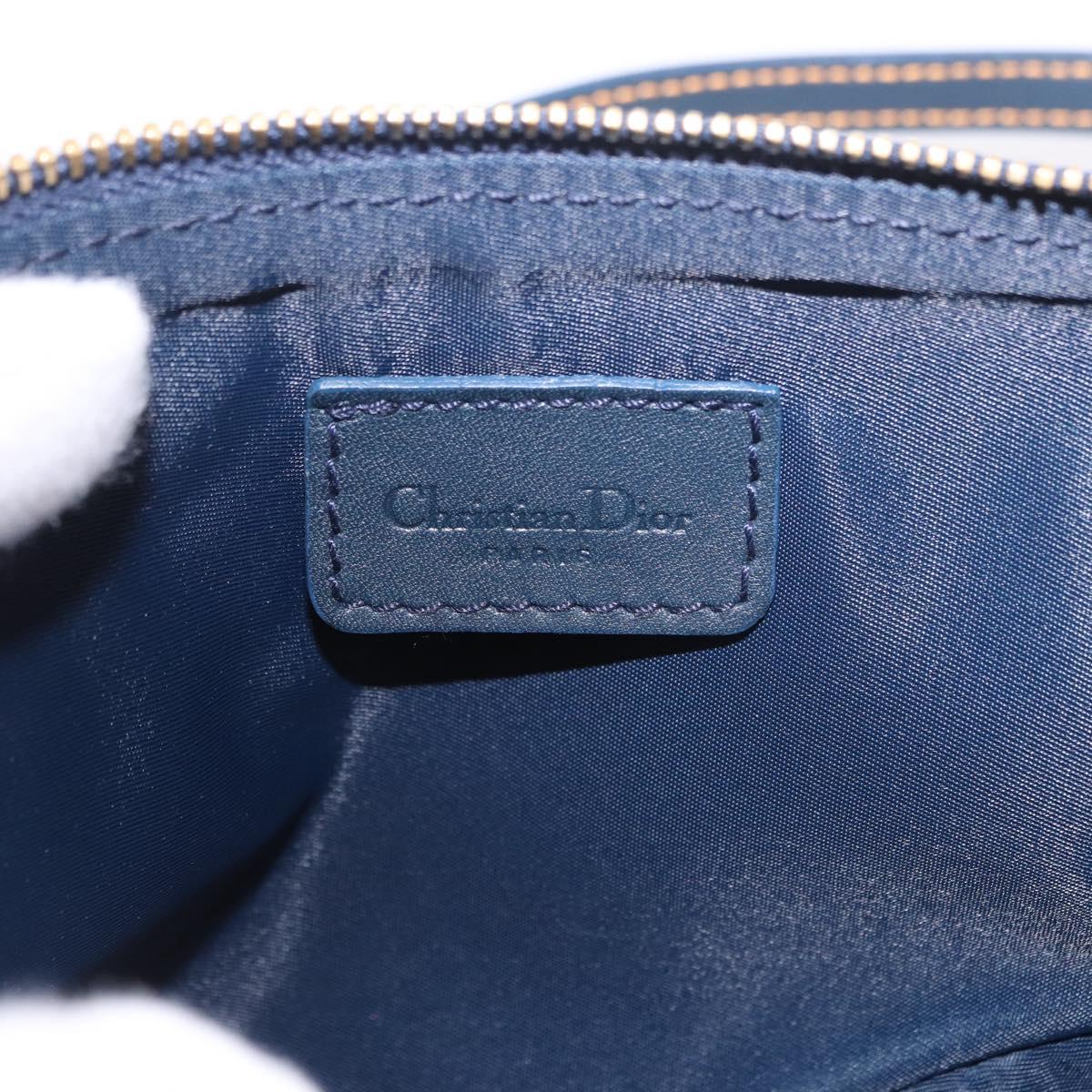 Christian Dior Trotter Canvas Saddle Accessory Pouch Navy Gold Auth 191368V
