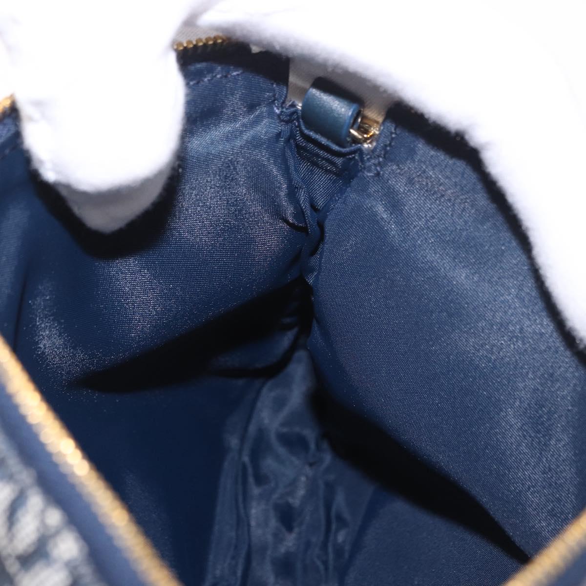 Christian Dior Trotter Canvas Saddle Accessory Pouch Navy Gold Auth 191368V