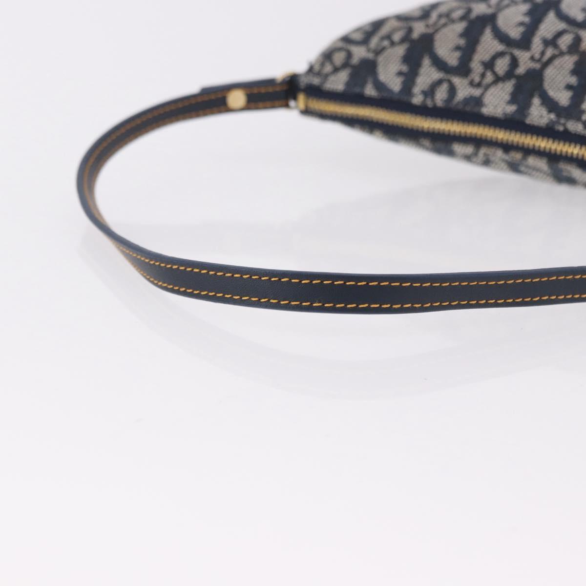 Christian Dior Trotter Canvas Saddle Accessory Pouch Navy Gold Auth 191368V