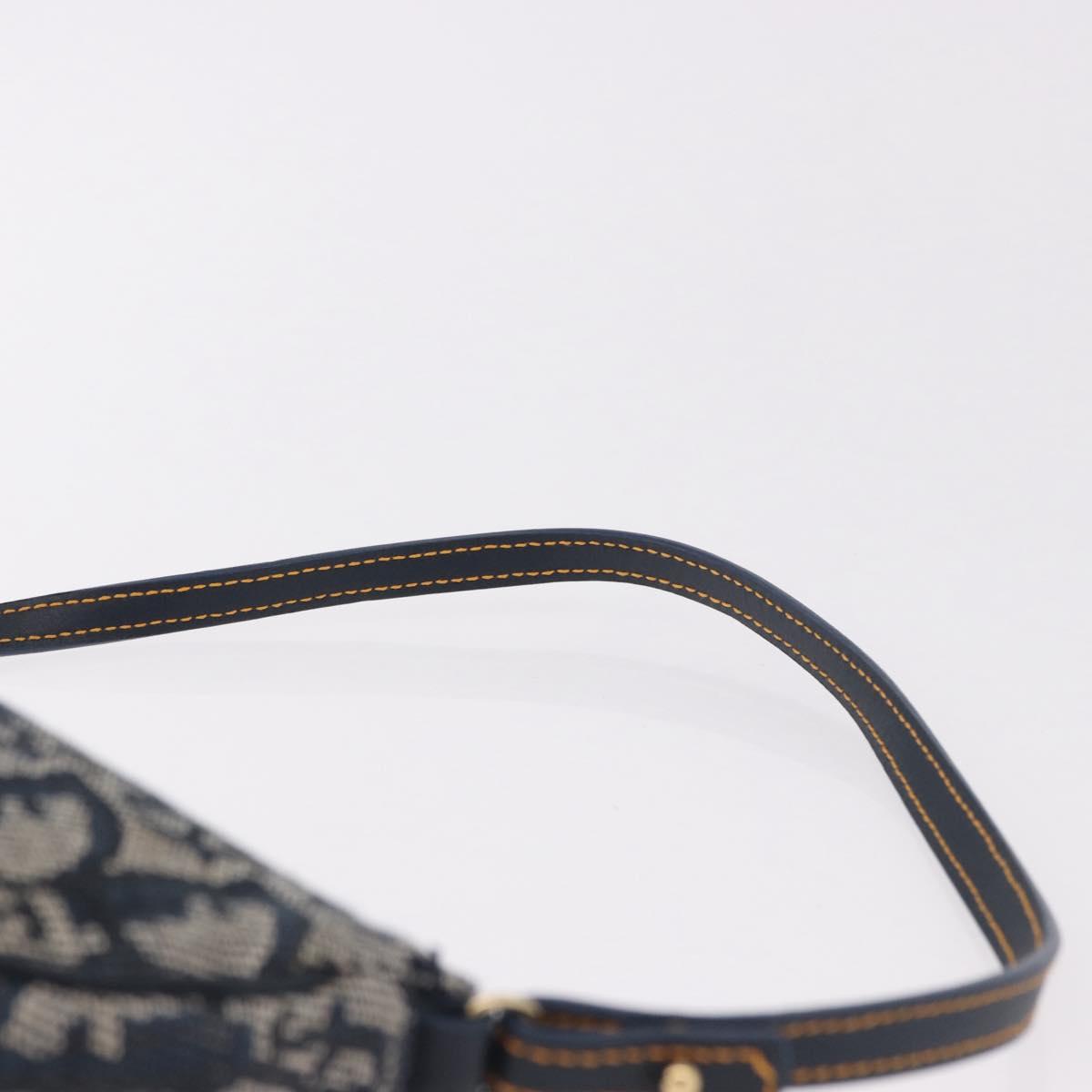 Christian Dior Trotter Canvas Saddle Accessory Pouch Navy Gold Auth 191368V